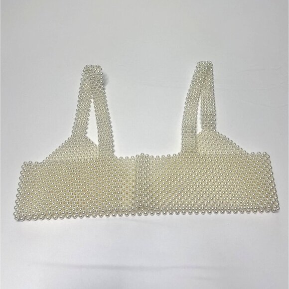 Beaded Tank Top Pearls Bra One Size - Picture 4 of 10
